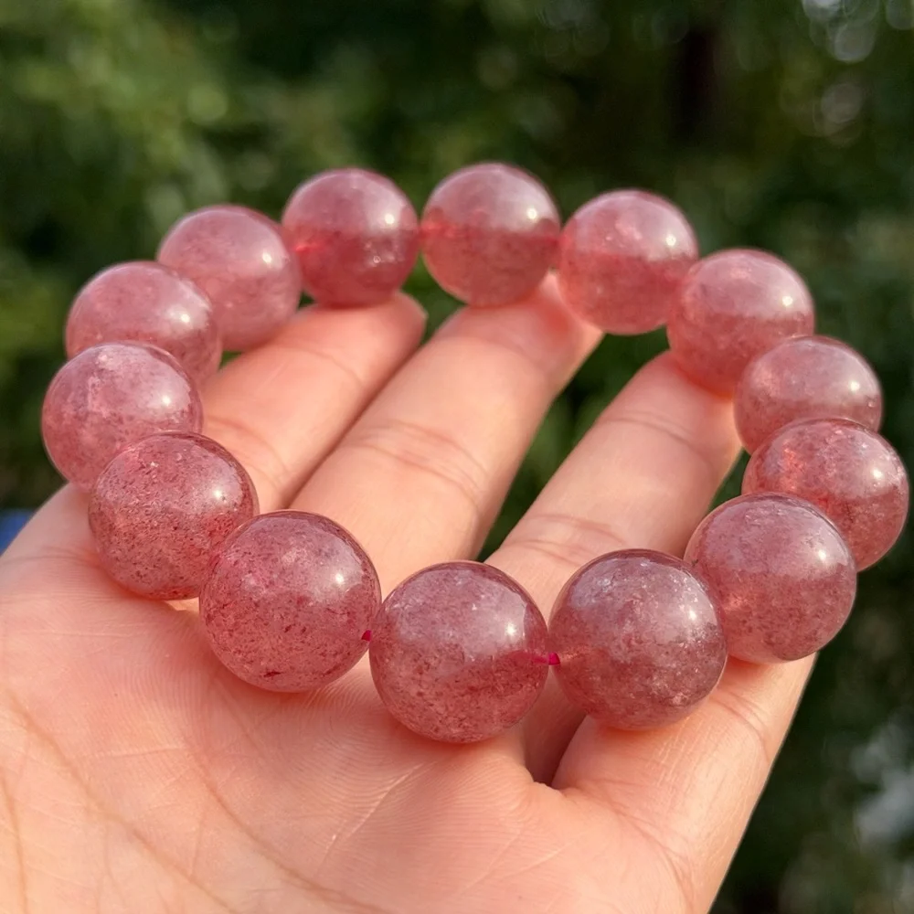 15.5mm stretchable‎ red strawberry quartz bracelet 1104